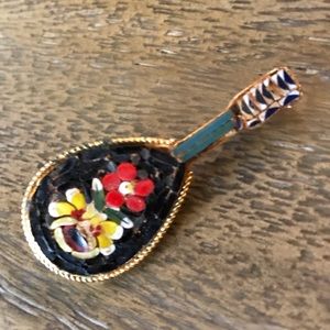 Vintage mosaic mandolin pin